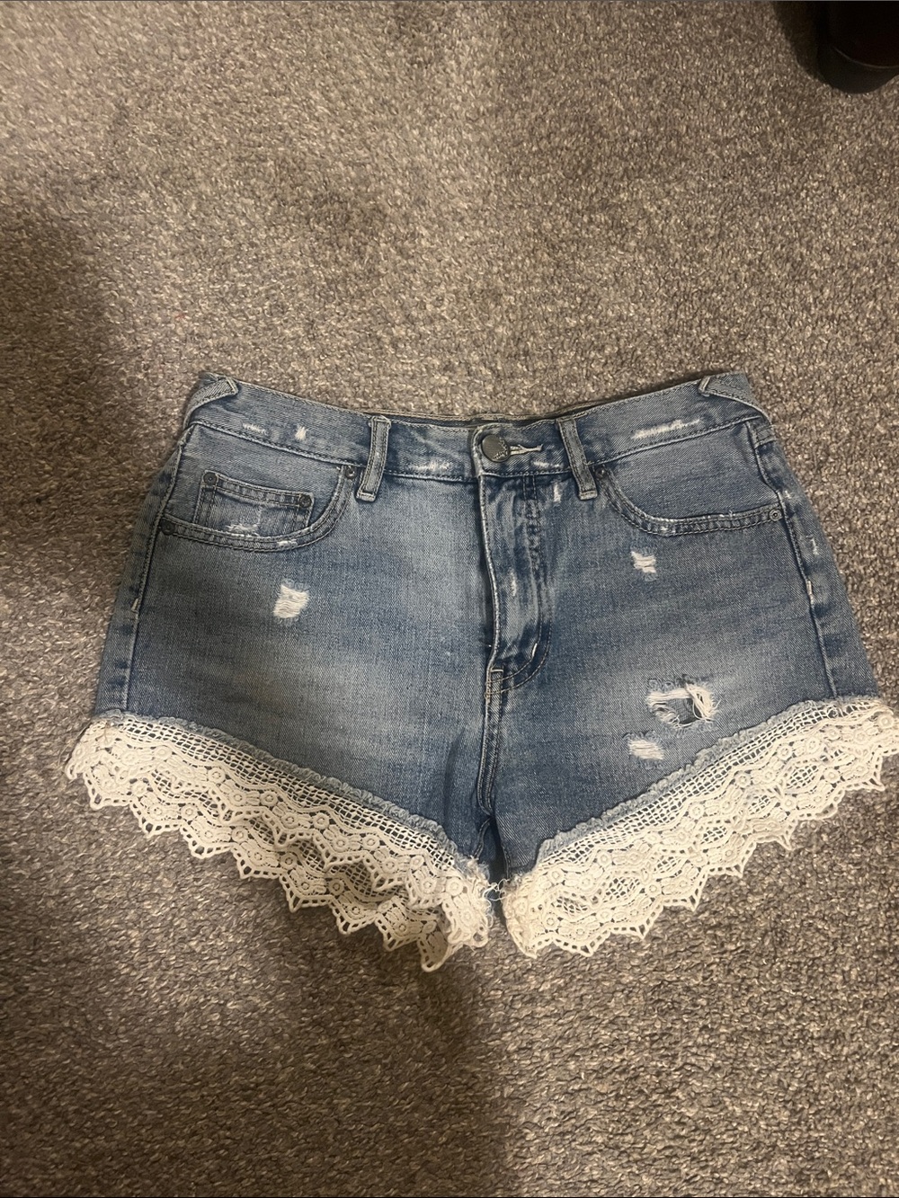 Free People Distressed Lace Trim Shorts Size 26